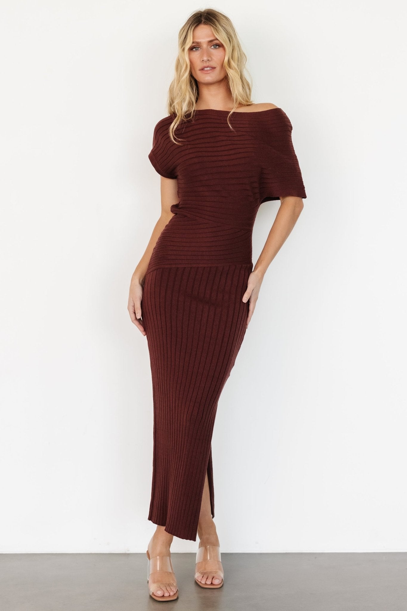 Clara Ribbed Sweater Dress | Mahogany Brown - Baltic Born