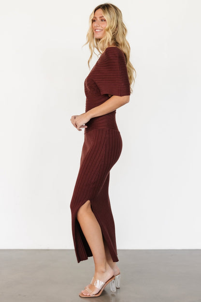 Clara Ribbed Sweater Dress | Mahogany Brown - Baltic Born