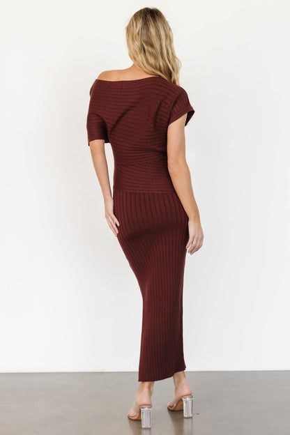 Clara Ribbed Sweater Dress | Mahogany Brown - Baltic Born