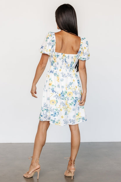 Clarette Short Dress | White Floral - Baltic Born