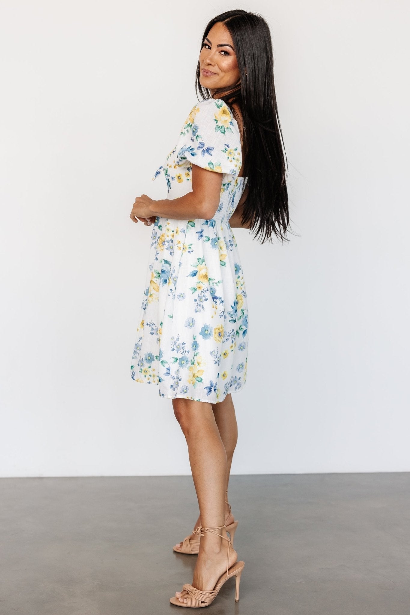 Clarette Short Dress | White Floral - Baltic Born