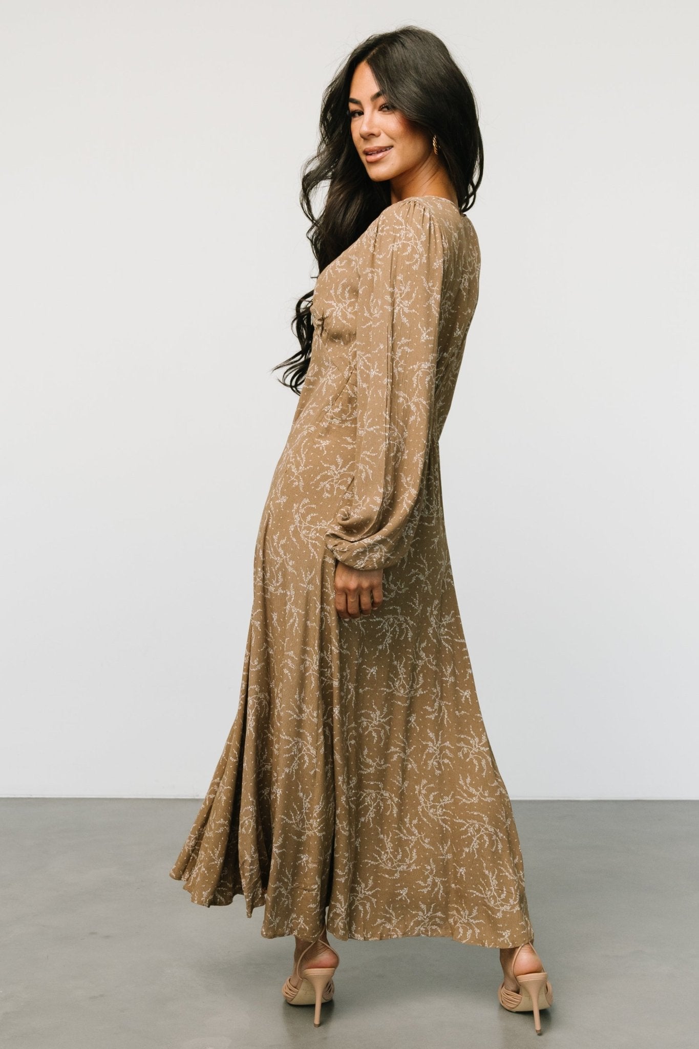 Claudine Maxi Dress | Dusty Brown Print - Baltic Born