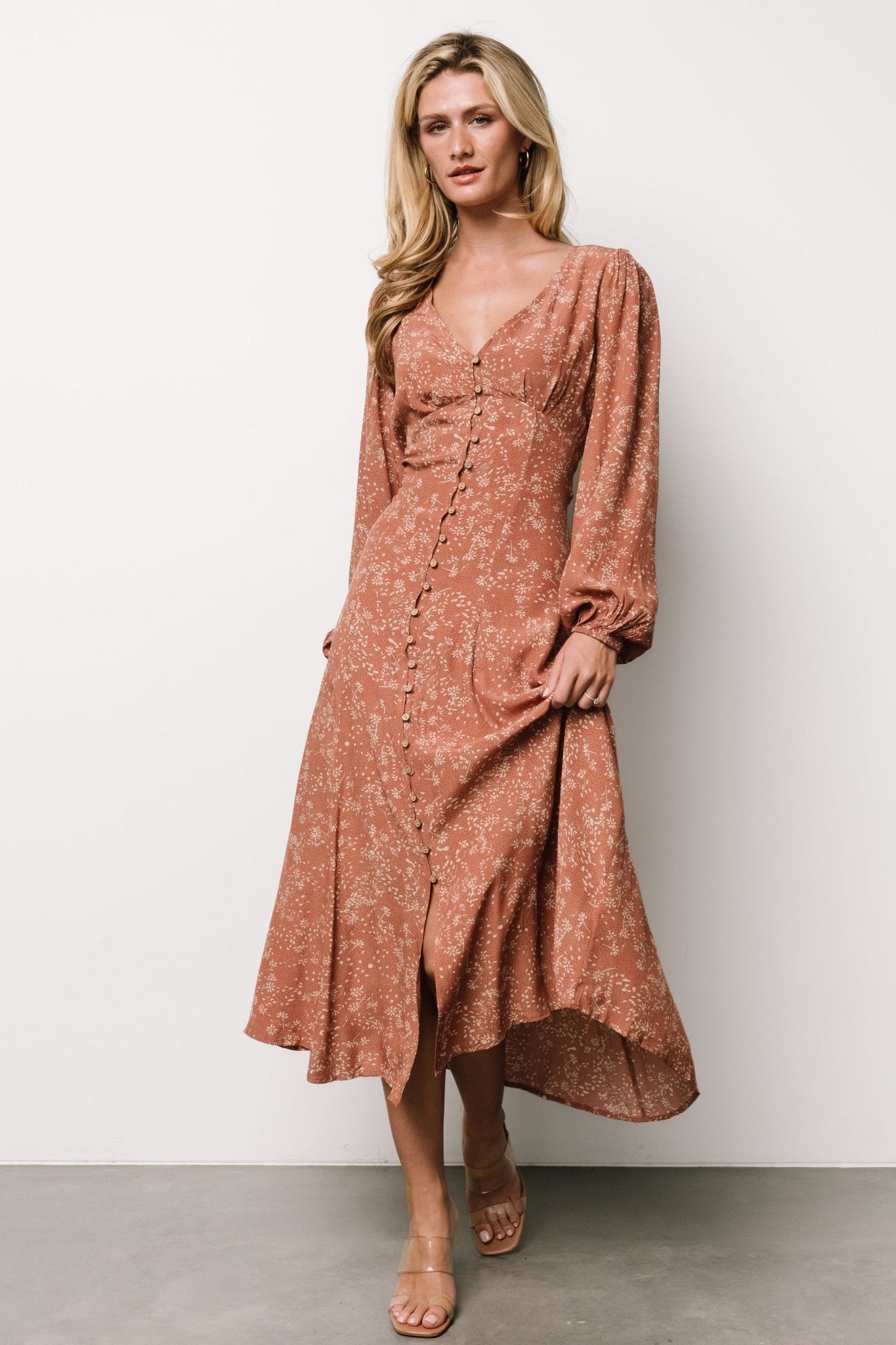 Claudine Maxi Dress | Dusty Clay Print - Baltic Born