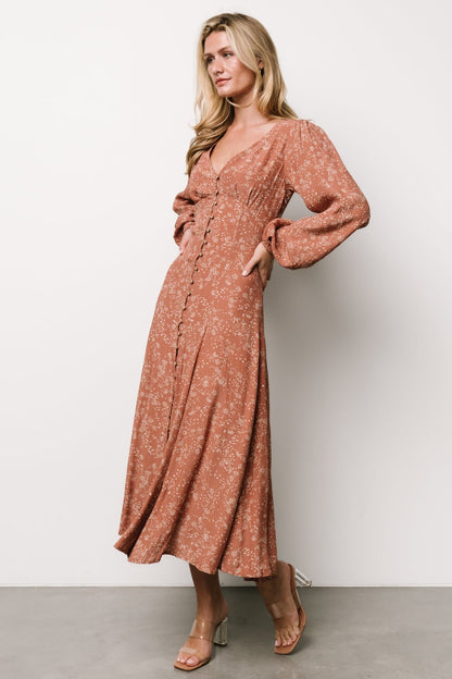 Claudine Maxi Dress | Dusty Clay Print - Baltic Born