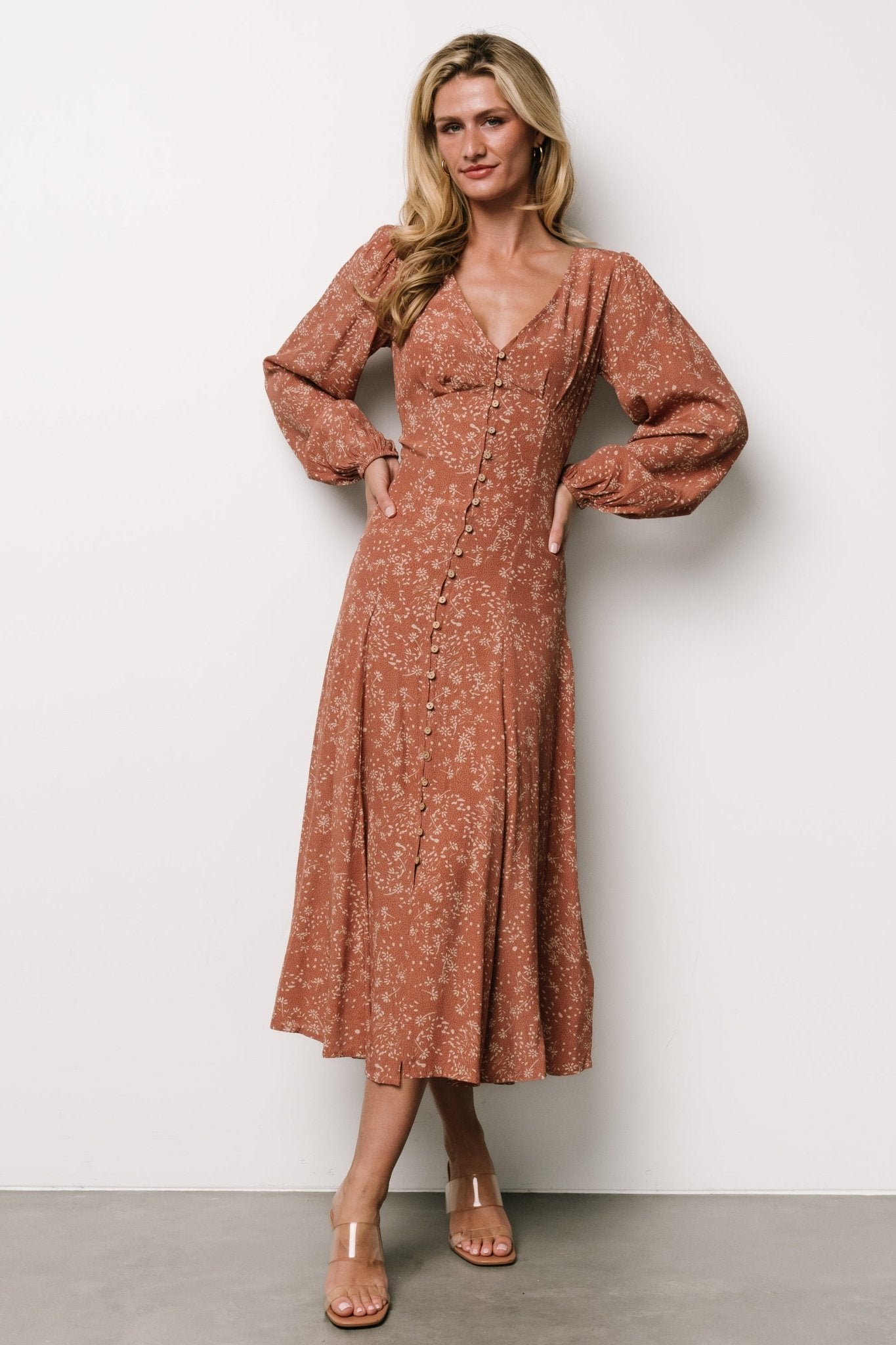 Claudine Maxi Dress | Dusty Clay Print - Baltic Born