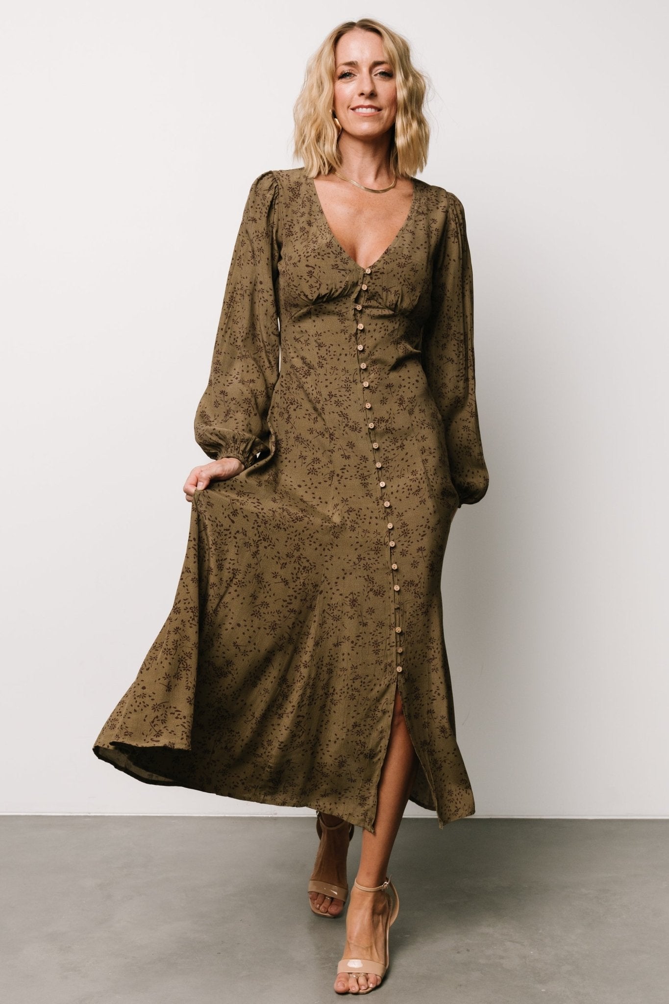 Claudine Maxi Dress | Olive Print - Baltic Born