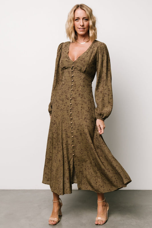 Claudine Maxi Dress | Olive Print - Baltic Born