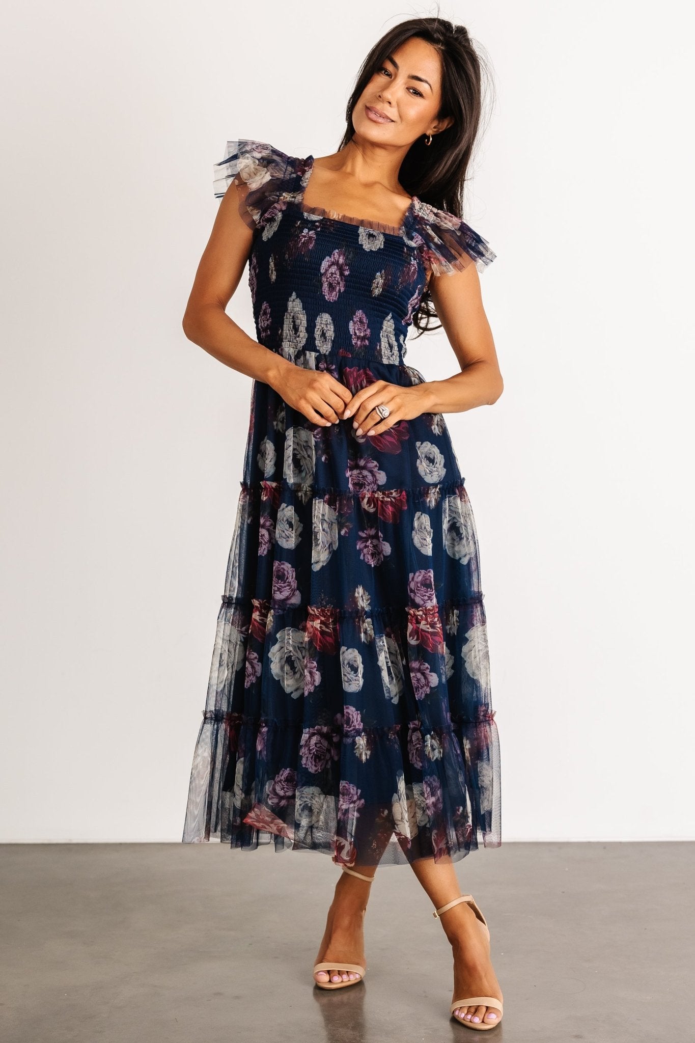 Clementine Tulle Midi Dress | Navy Floral - Baltic Born