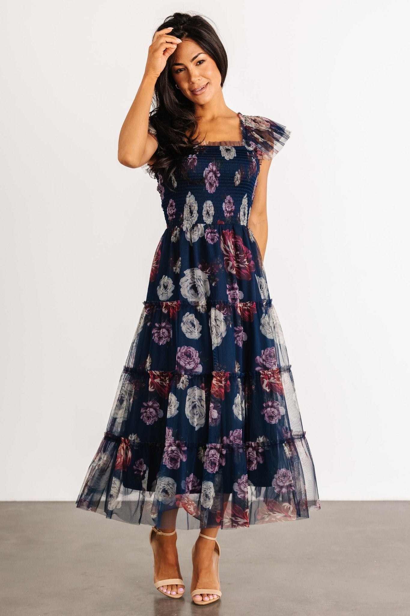 Clementine Tulle Midi Dress | Navy Floral - Baltic Born