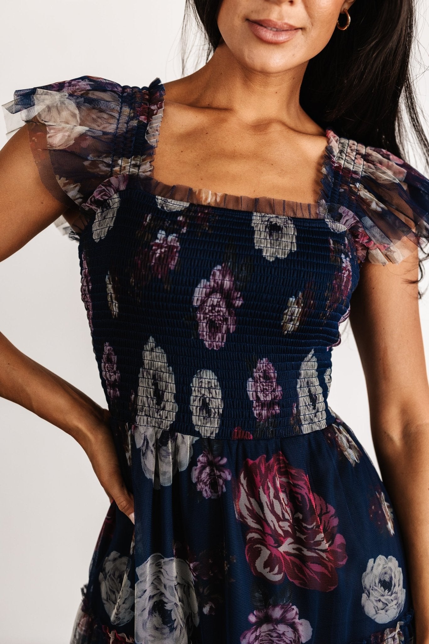 Clementine Tulle Midi Dress | Navy Floral - Baltic Born