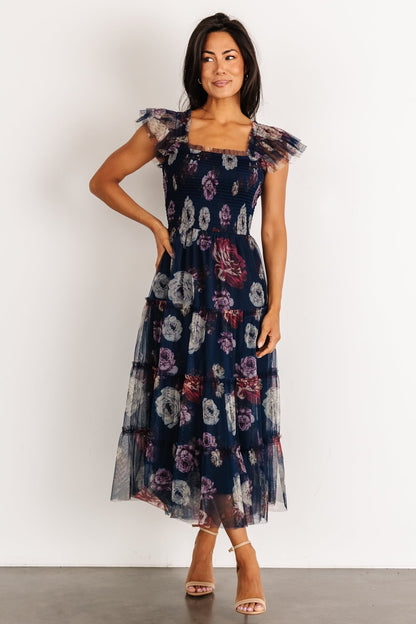 Clementine Tulle Midi Dress | Navy Floral - Baltic Born