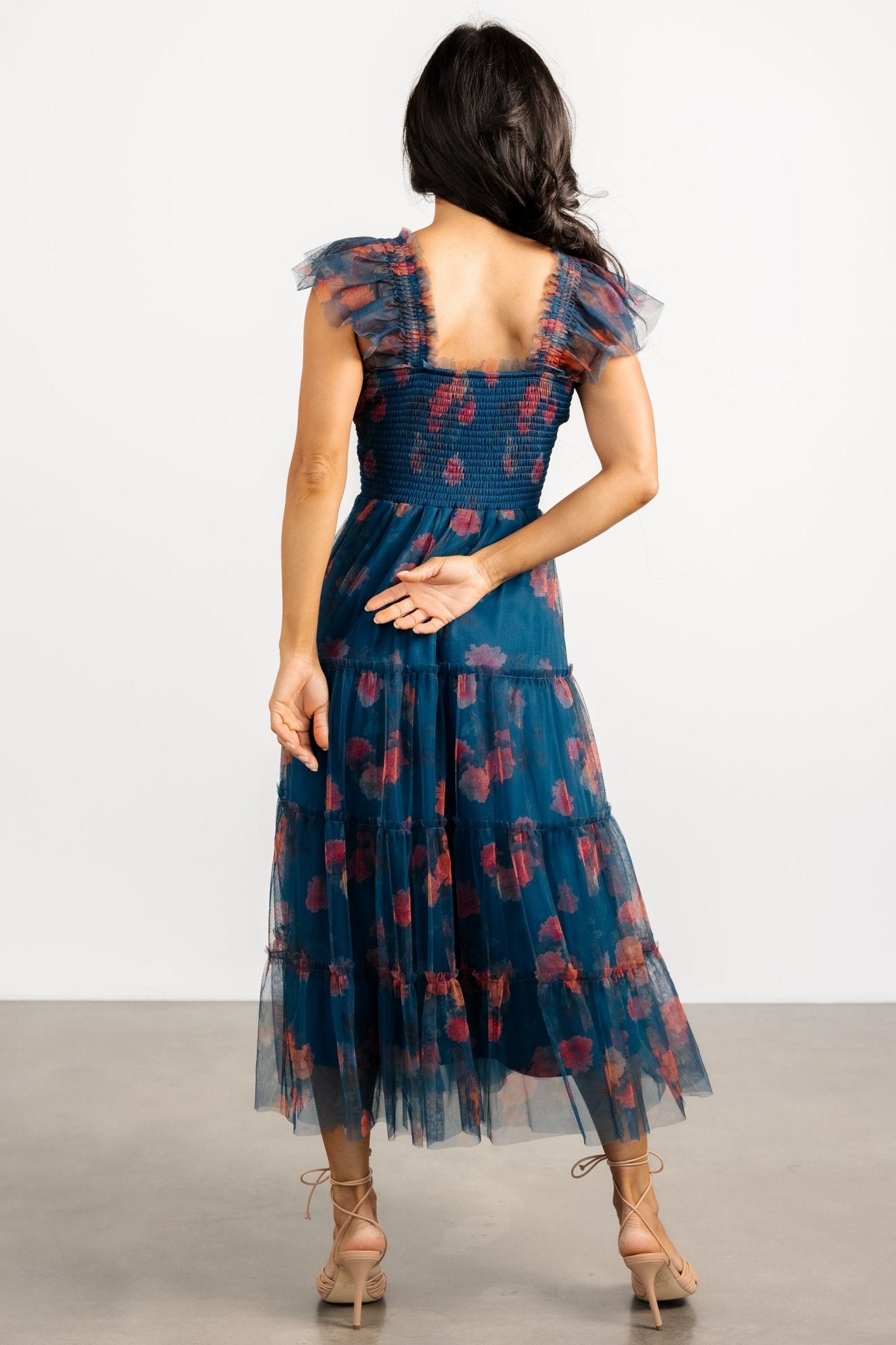 Clementine Tulle Midi Dress | Persian Blue + Rust - Baltic Born