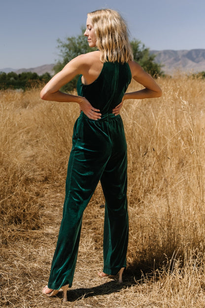 Cleopatra Velvet Jumpsuit | Dark Green - Baltic Born