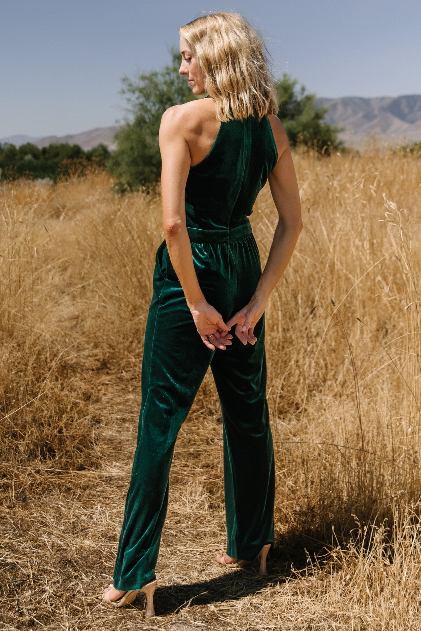 Cleopatra Velvet Jumpsuit | Dark Green - Baltic Born