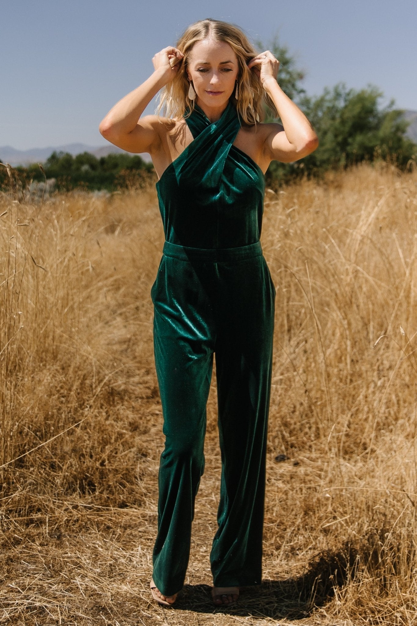 Cleopatra Velvet Jumpsuit | Dark Green - Baltic Born