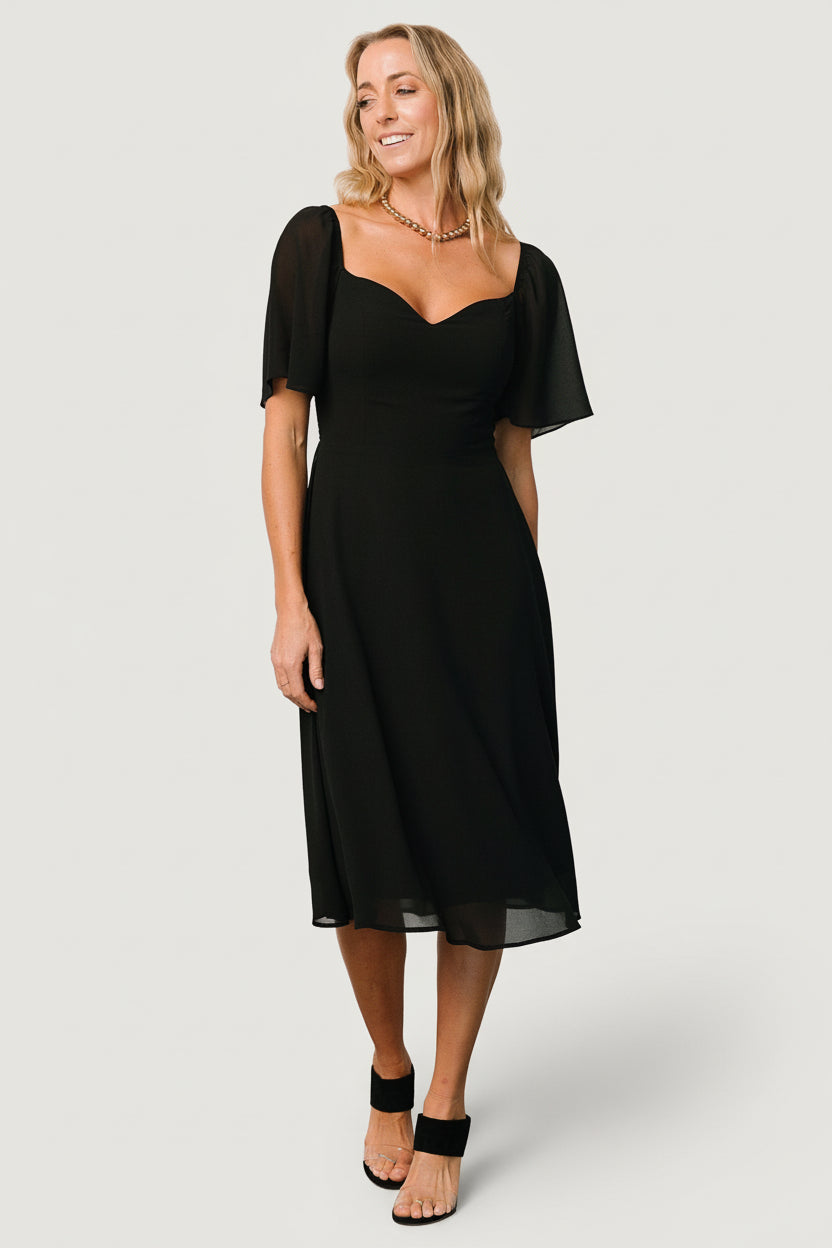 Baltic Born Womens Colette Sweetheart Midi Dress | Black
