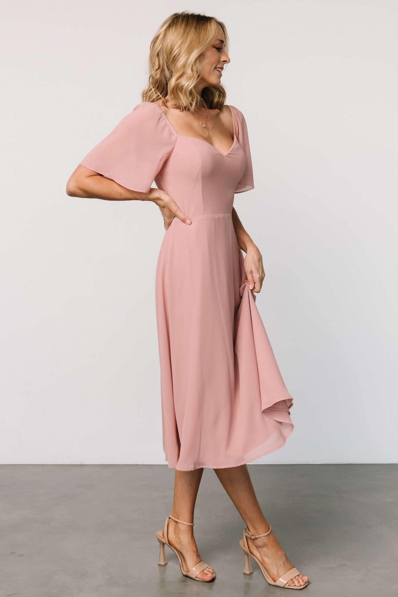 Colette Sweetheart Midi Dress | Blush - Baltic Born