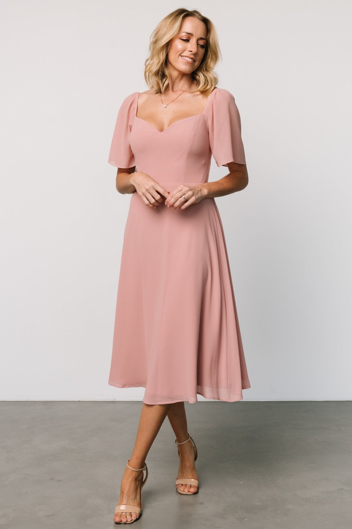 Colette Sweetheart Midi Dress | Blush - Baltic Born