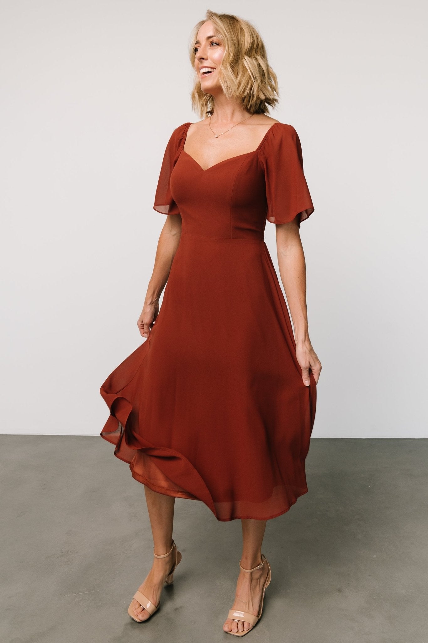 Colette Sweetheart Midi Dress | Cinnamon - Baltic Born