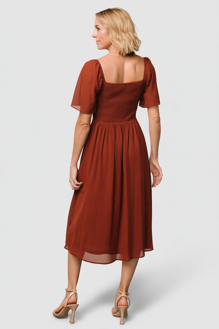 Colette Sweetheart Midi Dress | Cinnamon