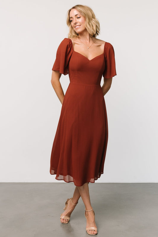 Colette Sweetheart Midi Dress | Cinnamon - Baltic Born