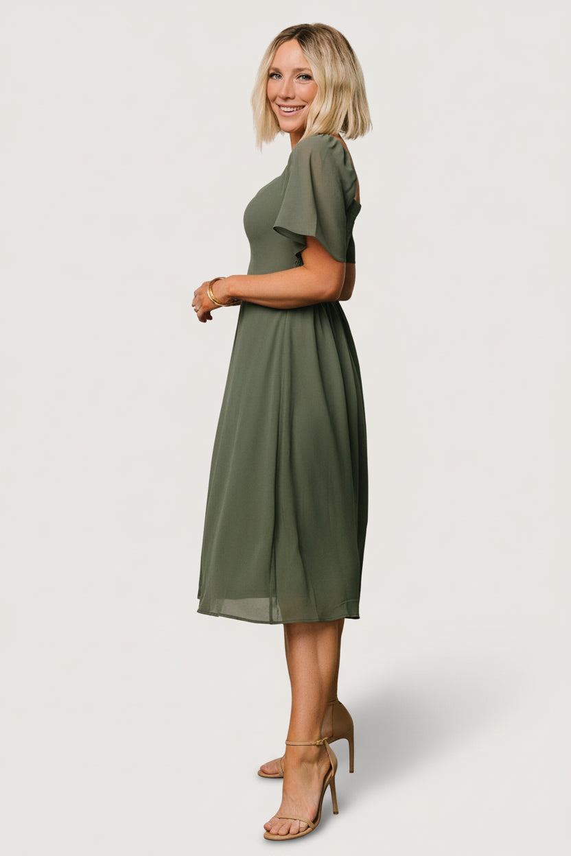 Colette Sweetheart Midi Dress | Dark Sage