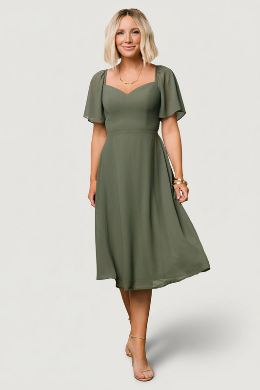 Colette Sweetheart Midi Dress | Dark Sage