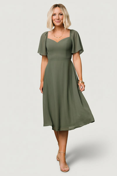 Baltic Born Womens Colette Sweetheart Midi Dress | Dark Sage | Size: XL Baltic Born Womens Colette Sweetheart Midi Dress | Dark Sage | Size: XL