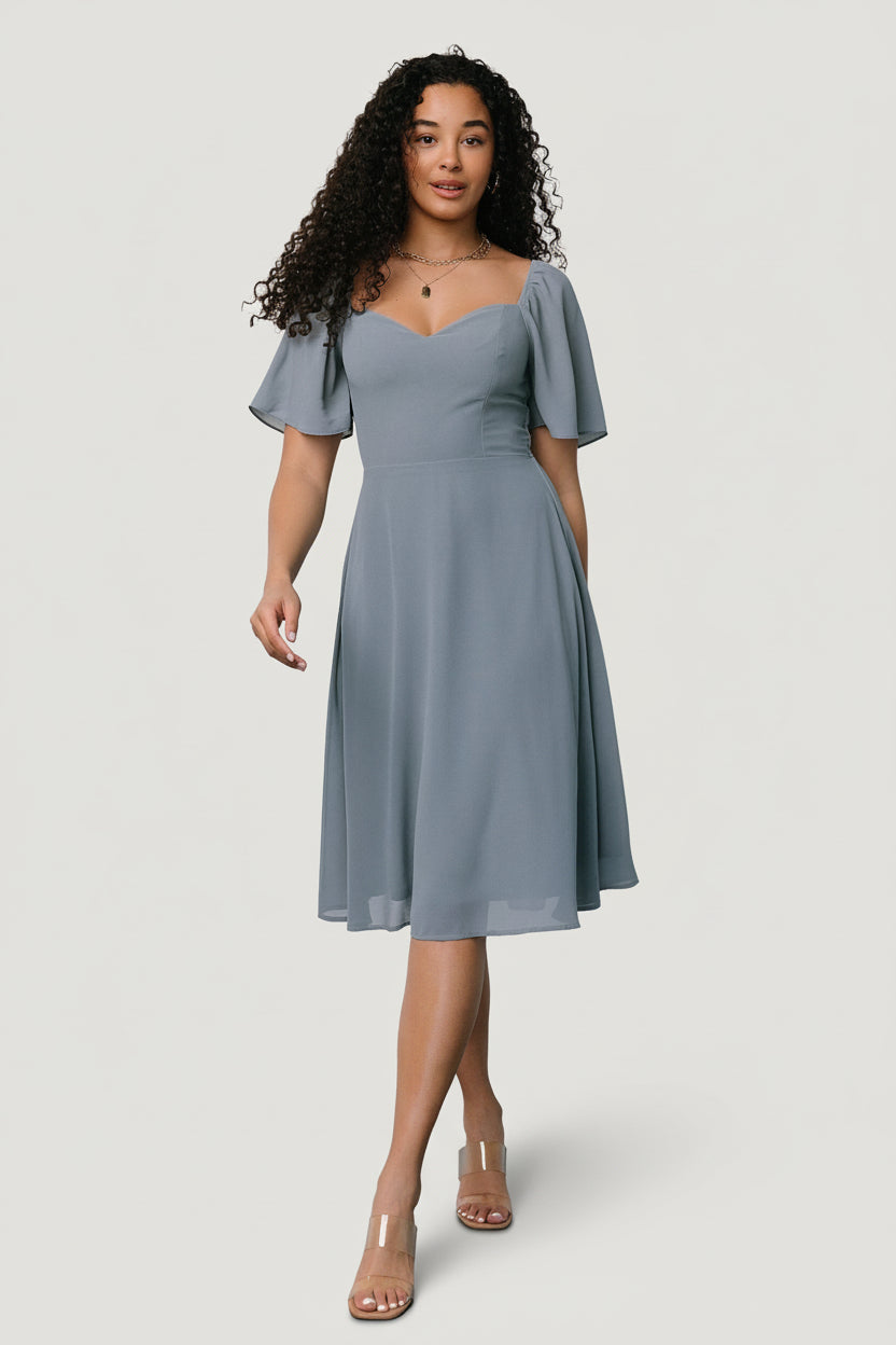 Colette Sweetheart Midi Dress | Dusty Blue