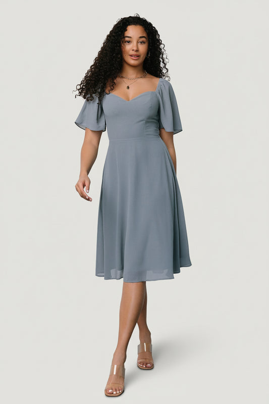 Colette Sweetheart Midi Dress | Dusty Blue