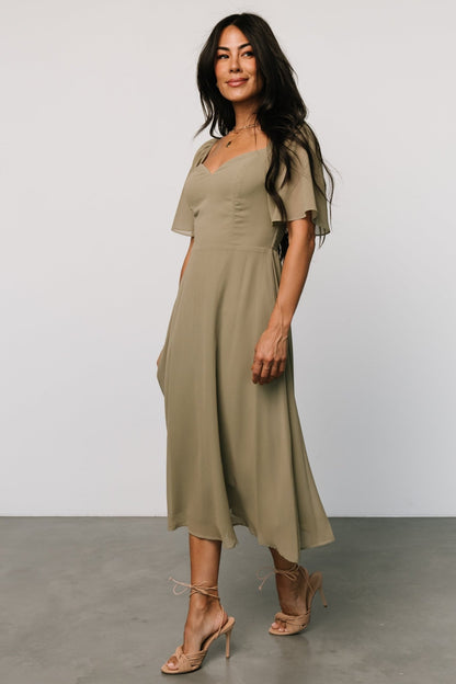 Colette Sweetheart Midi Dress | Dusty Olive - Baltic Born