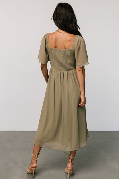 Colette Sweetheart Midi Dress | Dusty Olive - Baltic Born