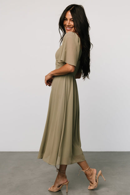 Colette Sweetheart Midi Dress | Dusty Olive - Baltic Born