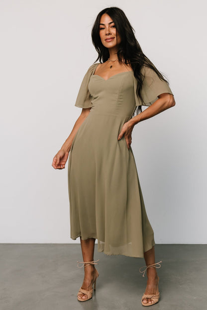 Colette Sweetheart Midi Dress | Dusty Olive - Baltic Born