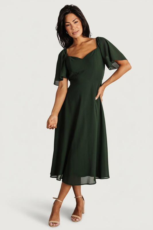 Colette Sweetheart Midi Dress | Evergreen