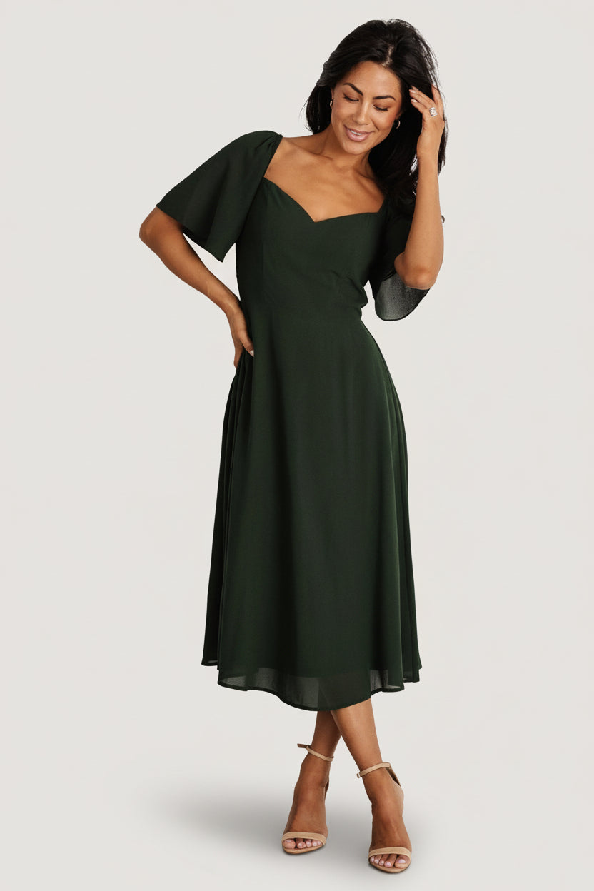 Colette Sweetheart Midi Dress | Evergreen