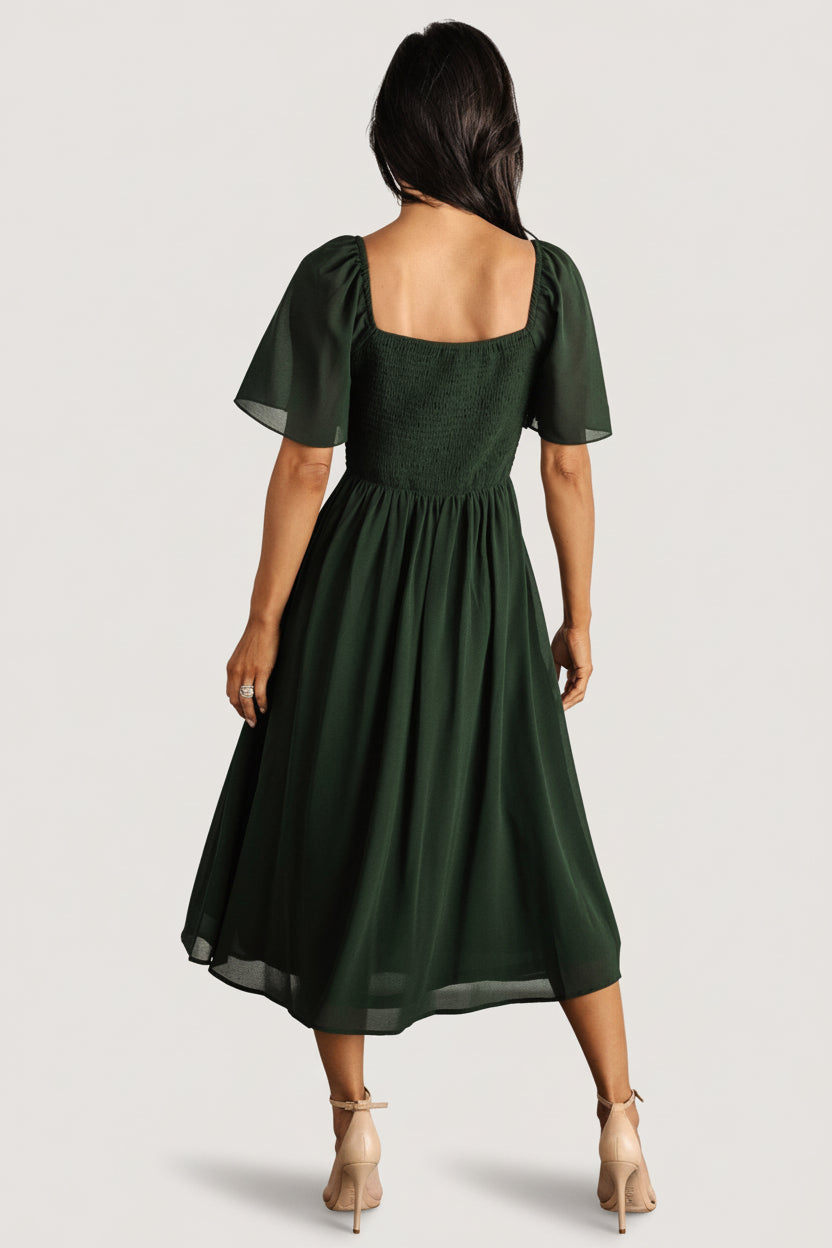 Baltic Born Womens Colette Sweetheart Midi Dress | Evergreen | Size: Medium Baltic Born Womens Colette Sweetheart Midi Dress | Evergreen | Size: Medium