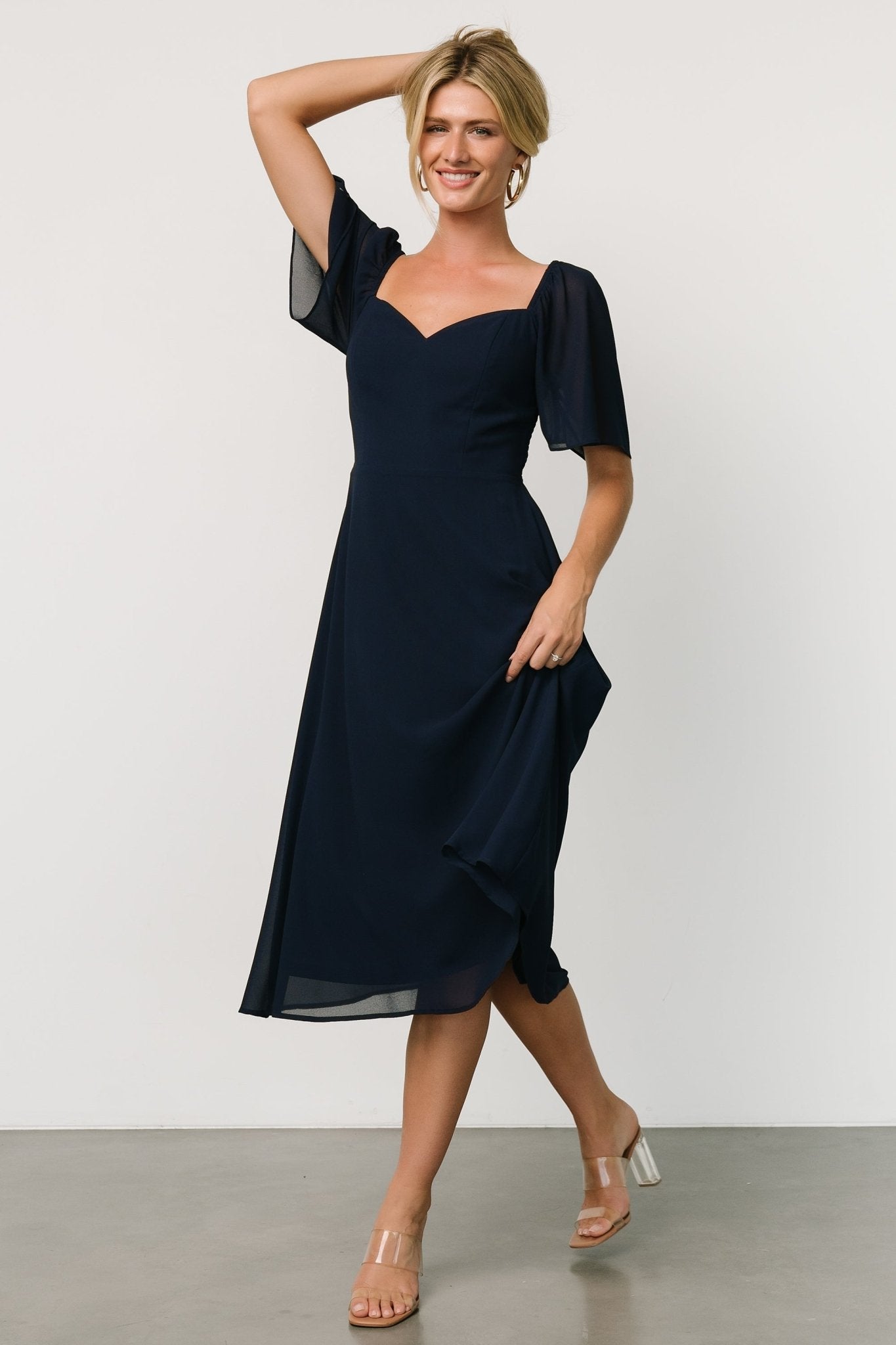 Colette Sweetheart Midi Dress | Navy - Baltic Born