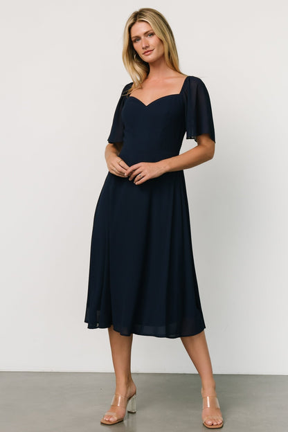 Colette Sweetheart Midi Dress | Navy - Baltic Born