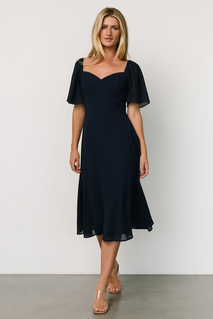 Colette Sweetheart Midi Dress | Navy - Baltic Born