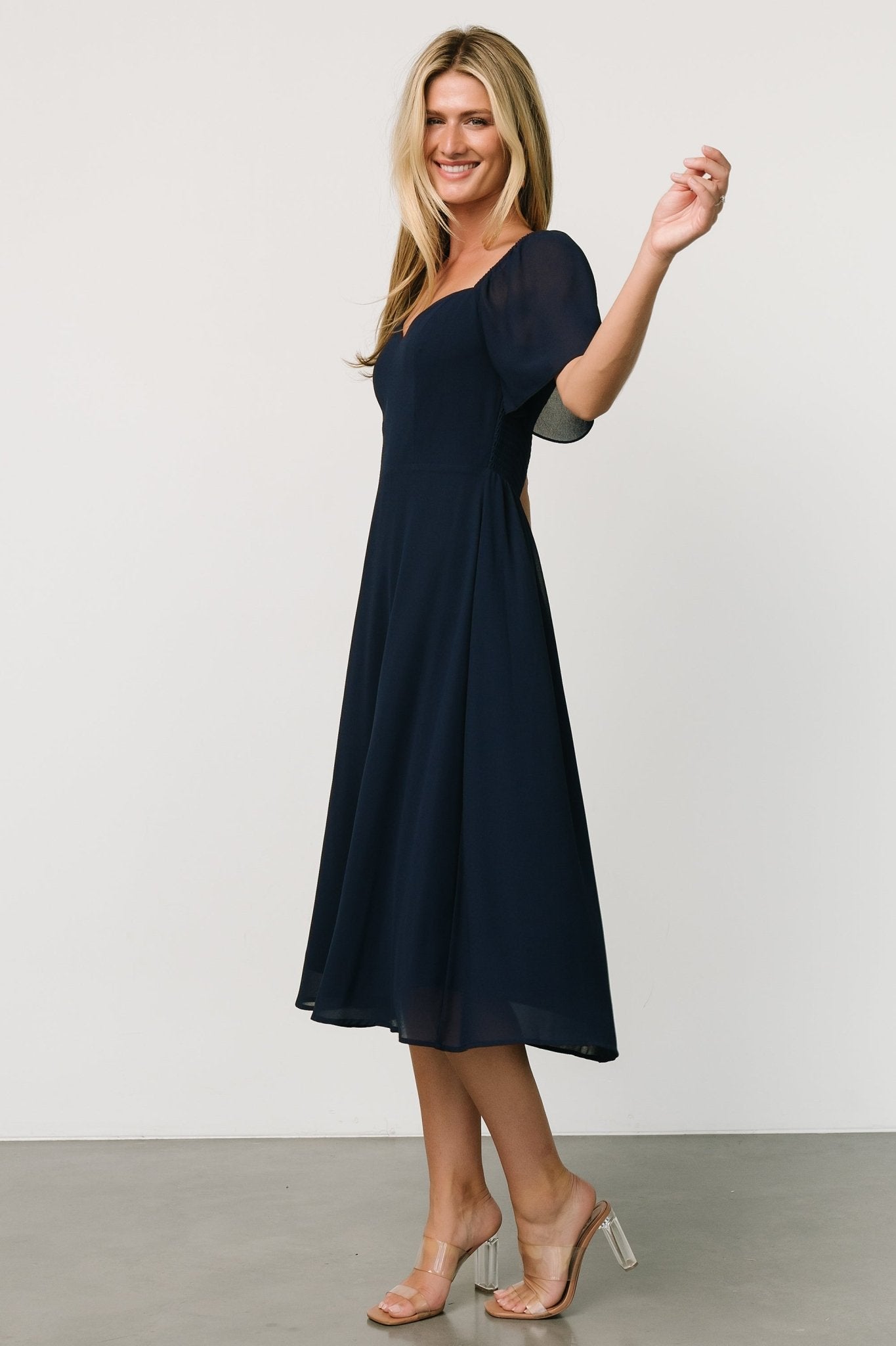 Colette Sweetheart Midi Dress | Navy - Baltic Born