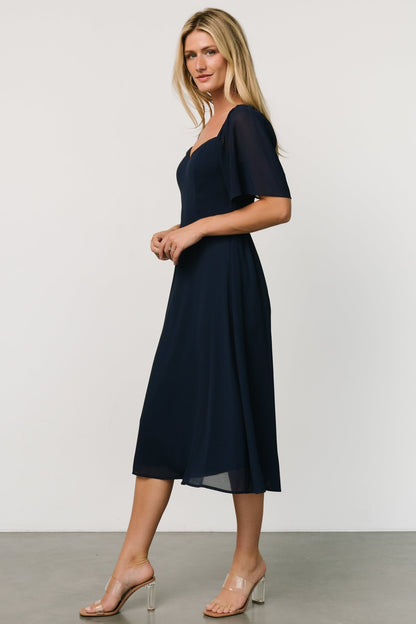 Colette Sweetheart Midi Dress | Navy - Baltic Born