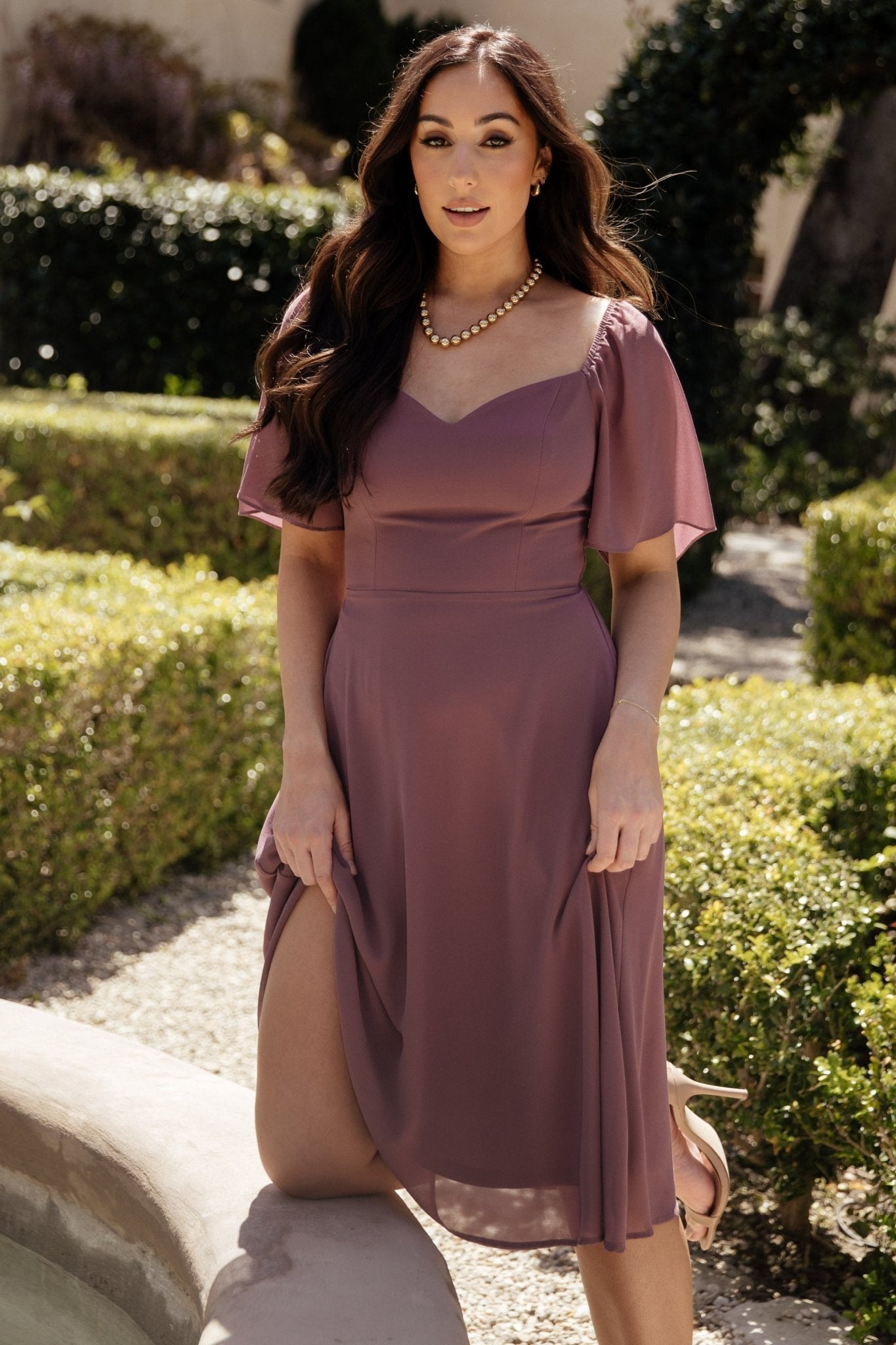 Deep Sweetheart Neck Empire Boho Dresses Sage