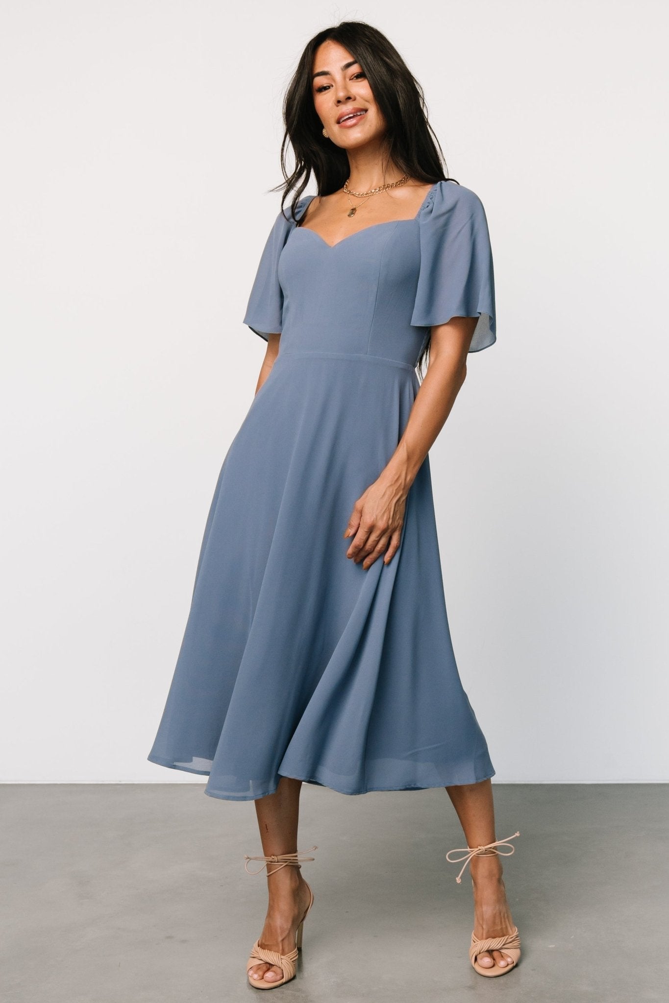 Colette Sweetheart Midi Dress | Whisper Blue - Baltic Born