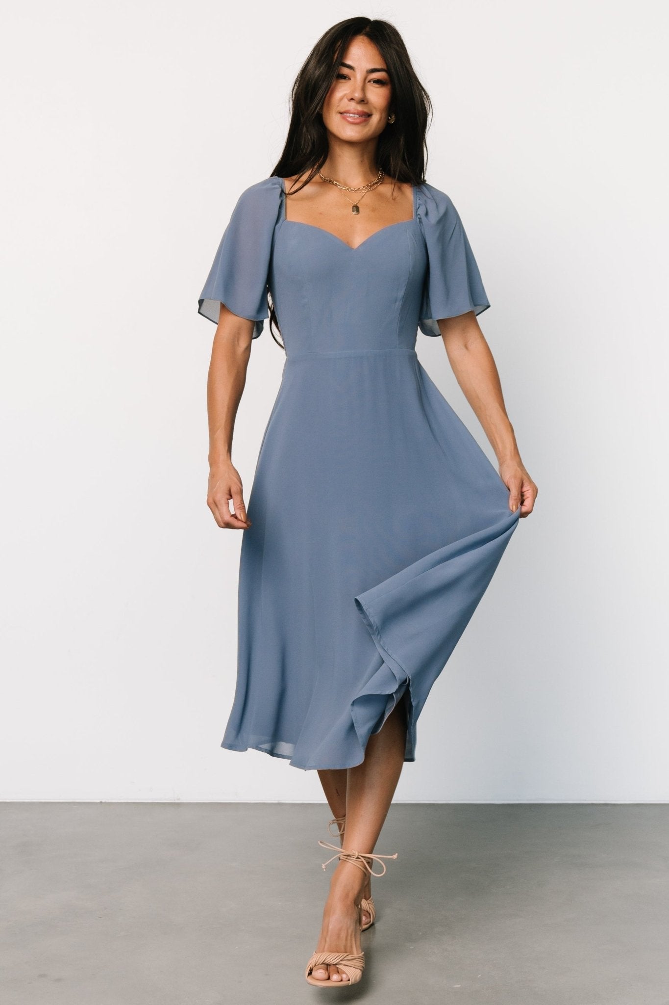 Colette Sweetheart Midi Dress | Whisper Blue - Baltic Born