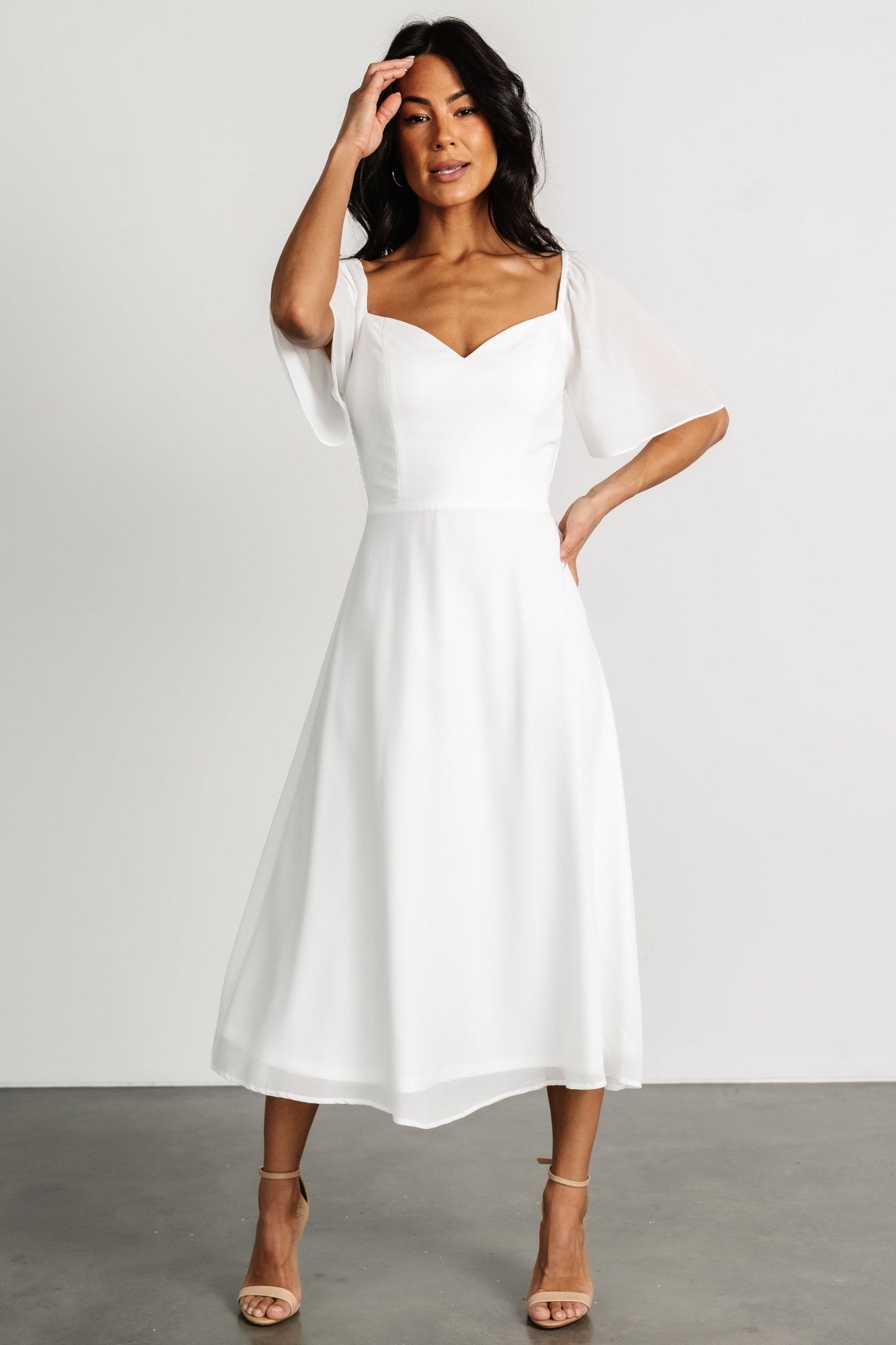 Colette Sweetheart Midi Dress | White - Baltic Born