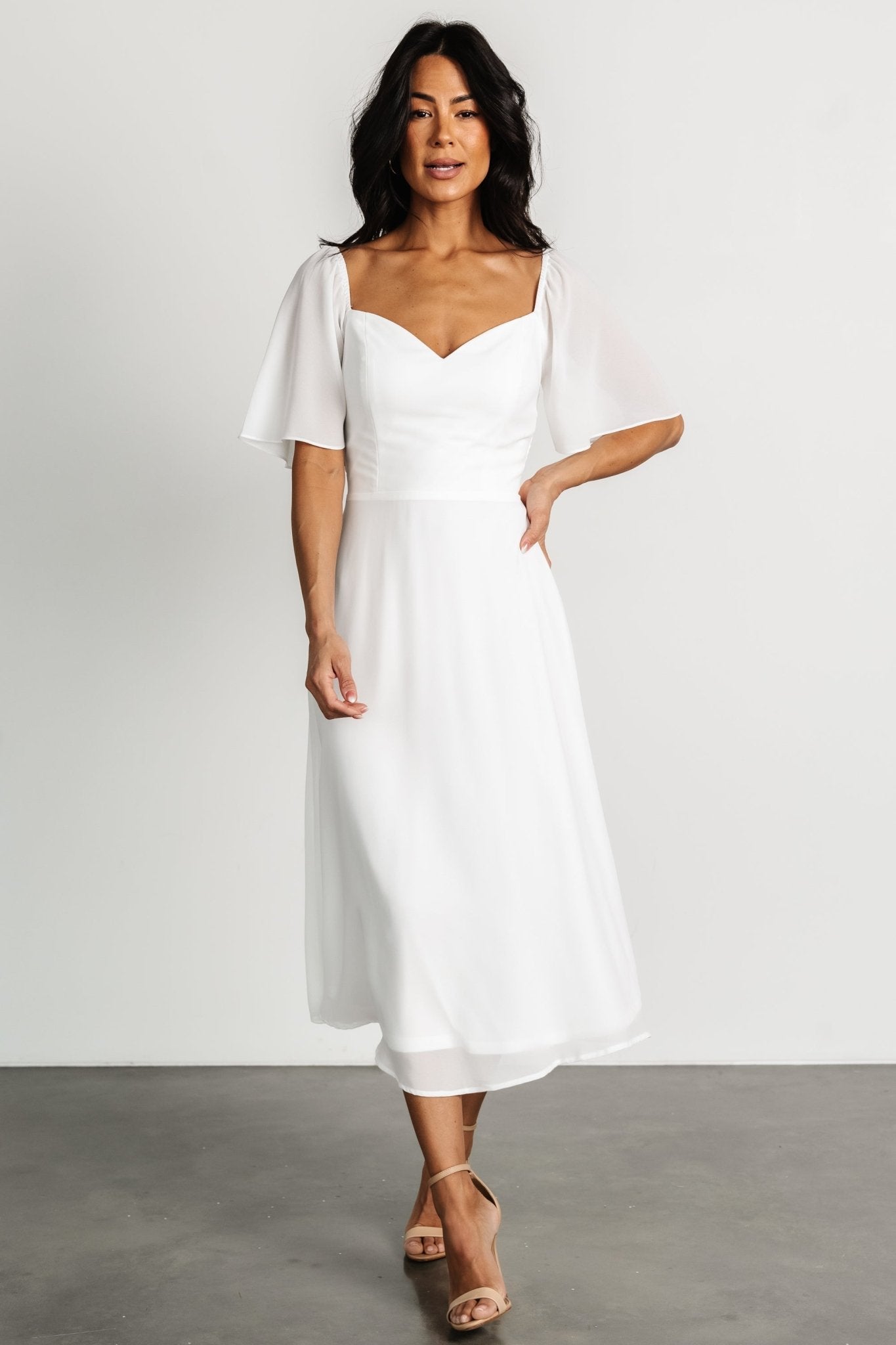 Colette Sweetheart Midi Dress | White - Baltic Born