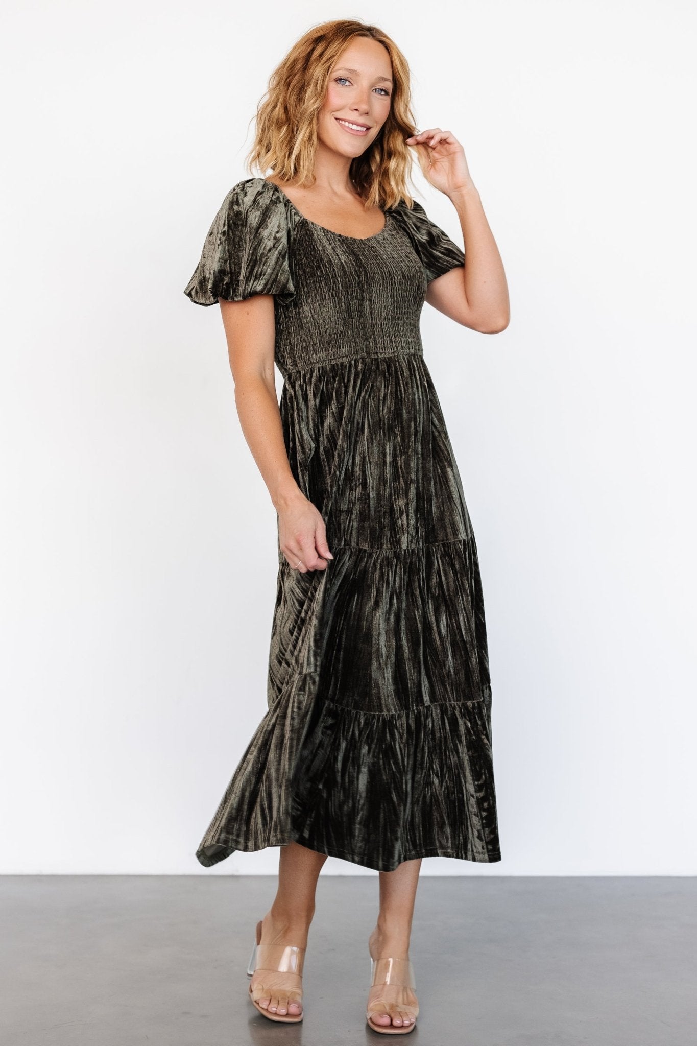 Colleen Velvet Maxi Dress | Olive - Baltic Born