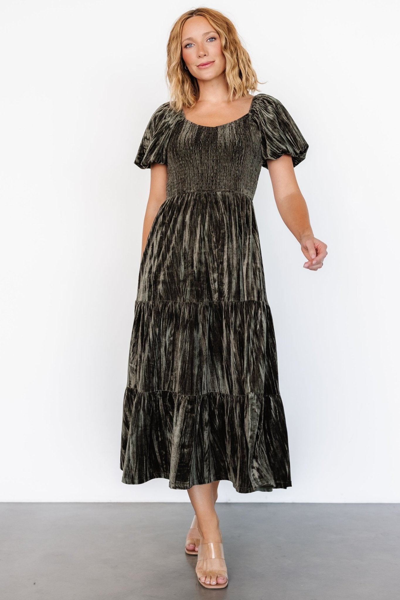 Colleen Velvet Maxi Dress | Olive - Baltic Born