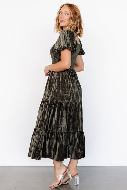 Colleen Velvet Maxi Dress | Olive - Baltic Born